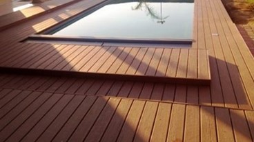 Wood deck and pool installation